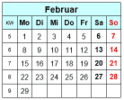 Symbolbild Kalenderblatt Februar